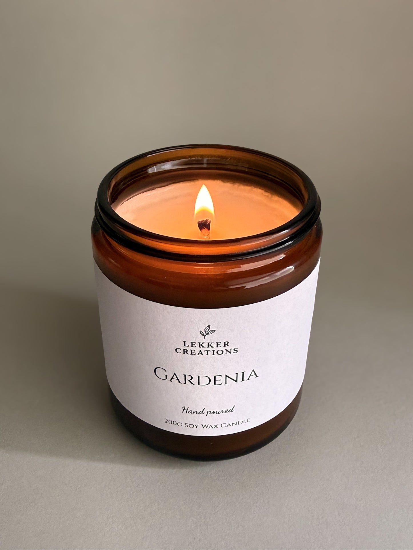 Hand-Poured Soy Candle – Gardenia 200g | Lekker Creations
