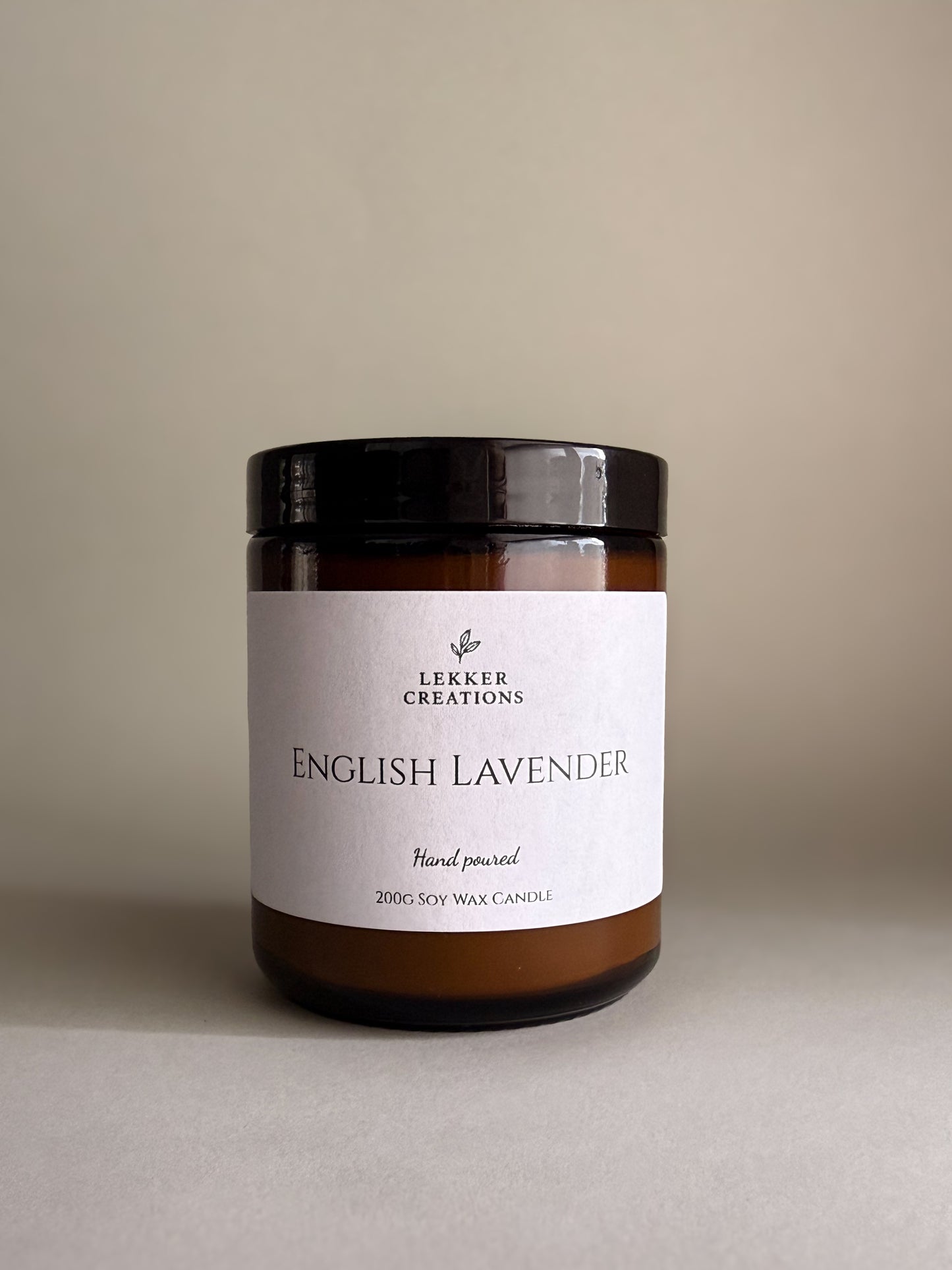 Hand-Poured Soy Candle – English Lavender 200g | Lekker Creations