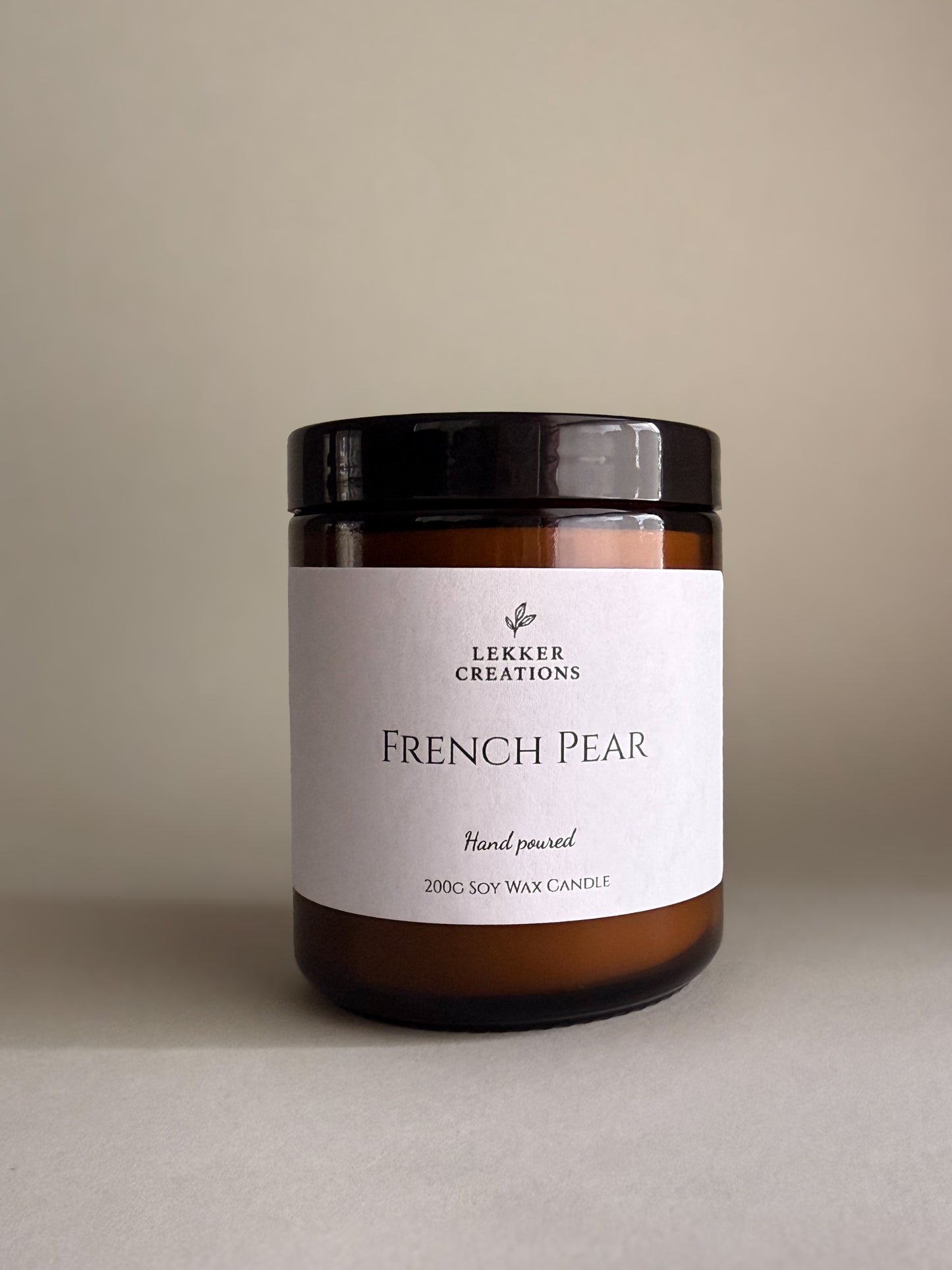 Hand-Poured Soy Candle – French Pear 200g | Lekker Creations