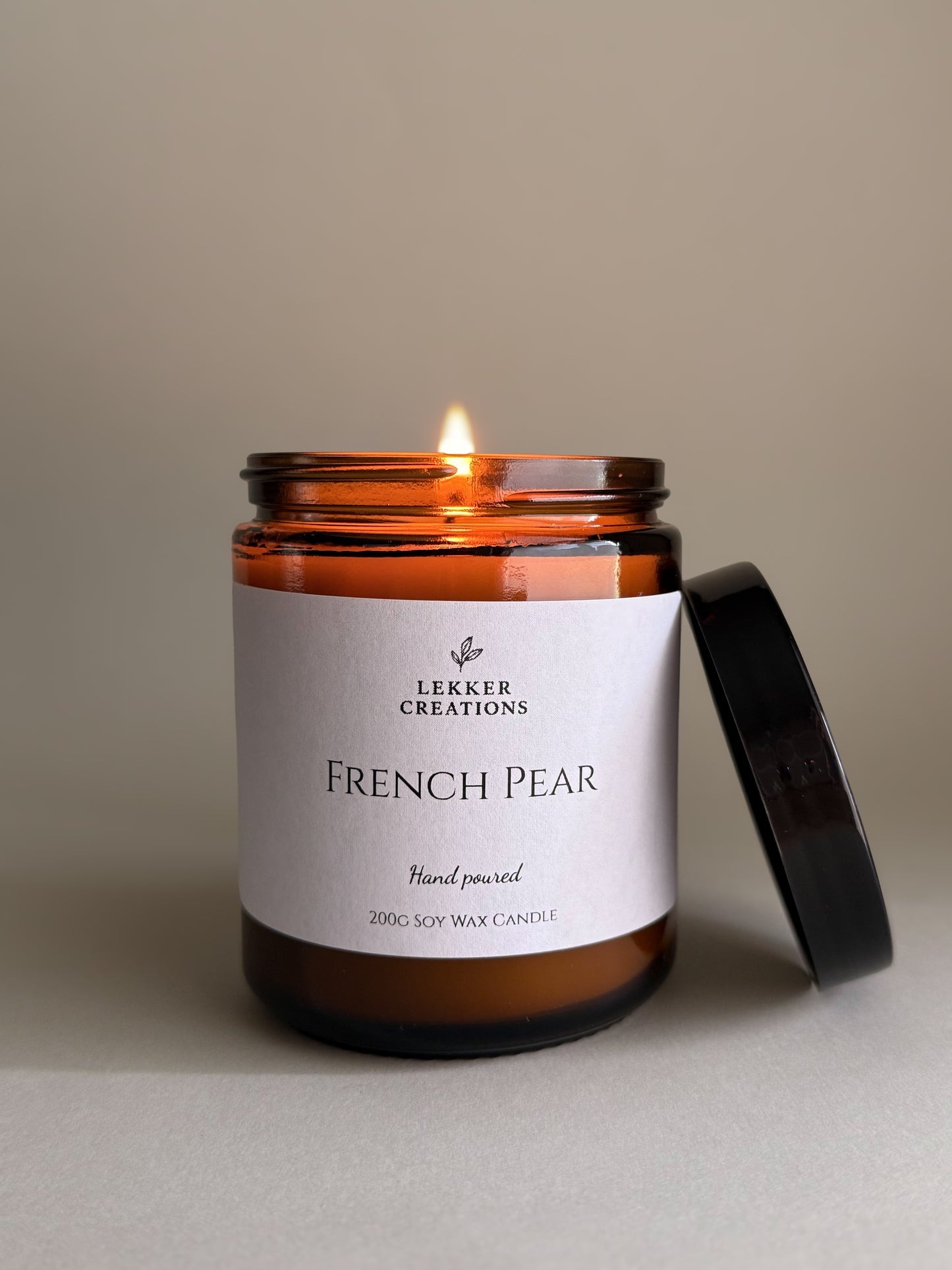 Hand-Poured Soy Candle – French Pear 200g | Lekker Creations