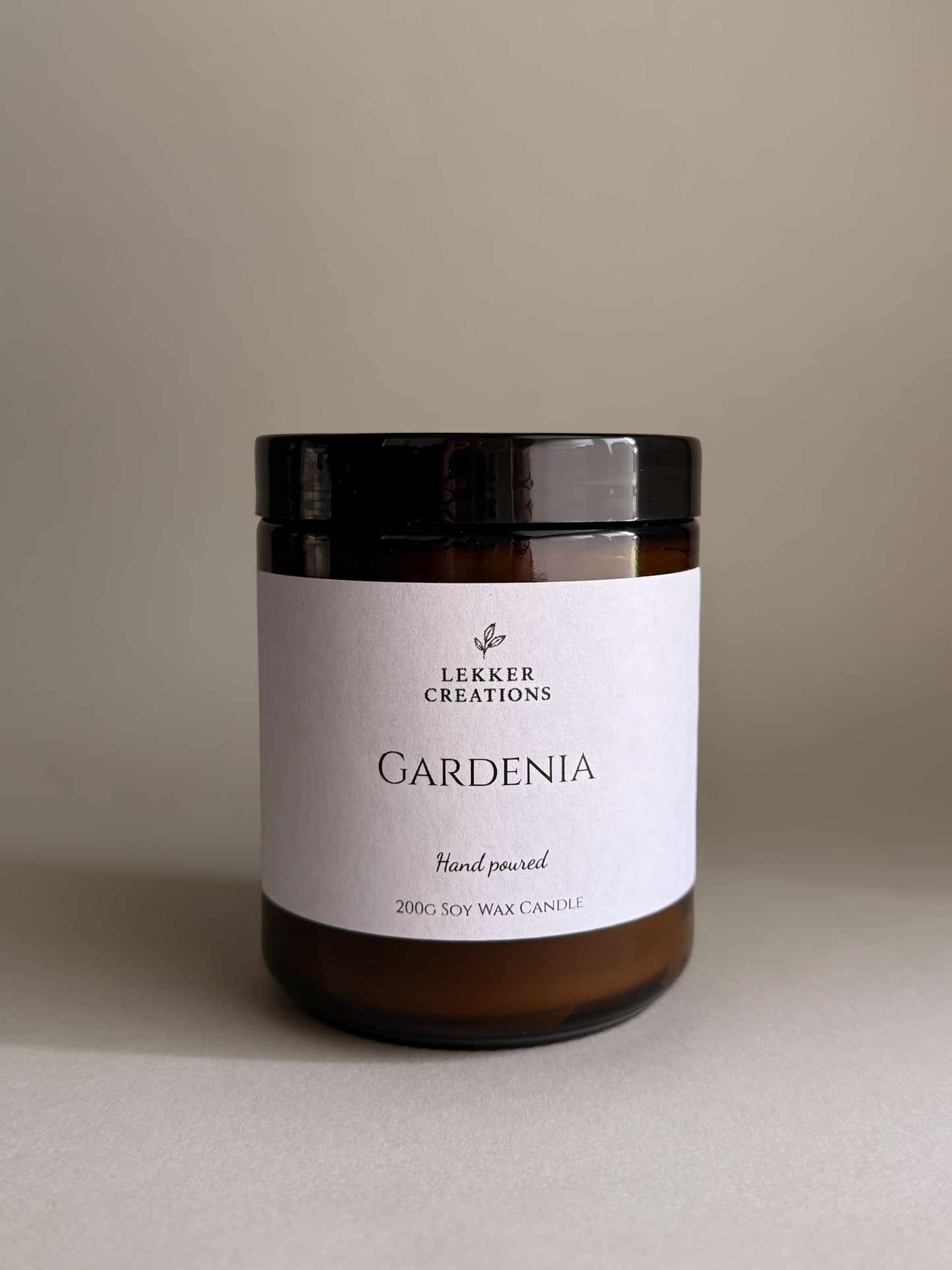 Hand-Poured Soy Candle – Gardenia 200g | Lekker Creations
