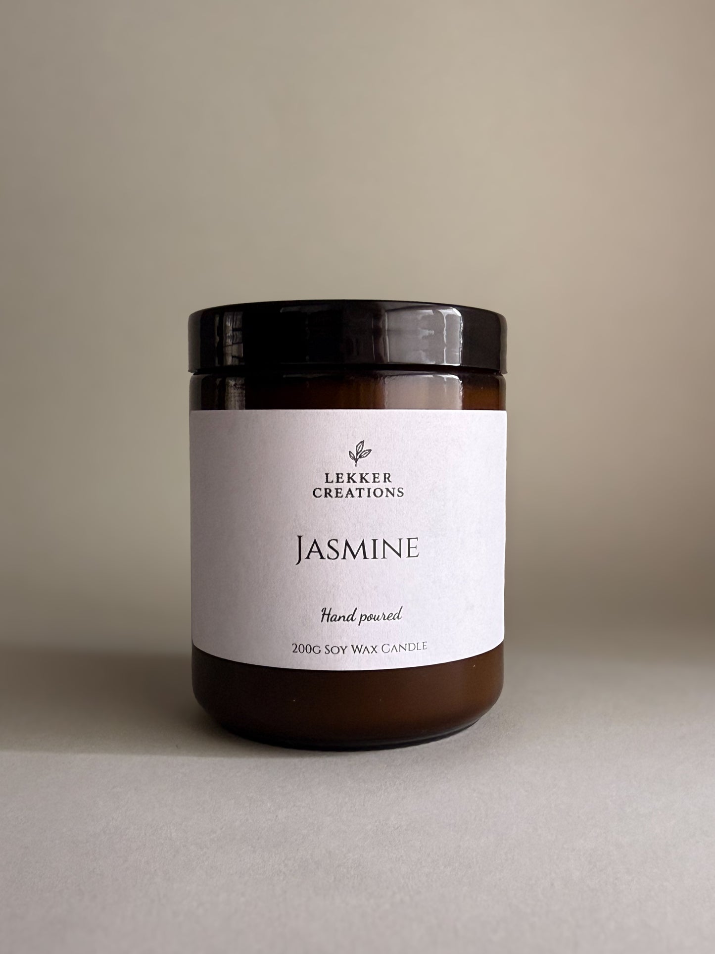 Hand-Poured Soy Candle – Jasmine 200g | Lekker Creations