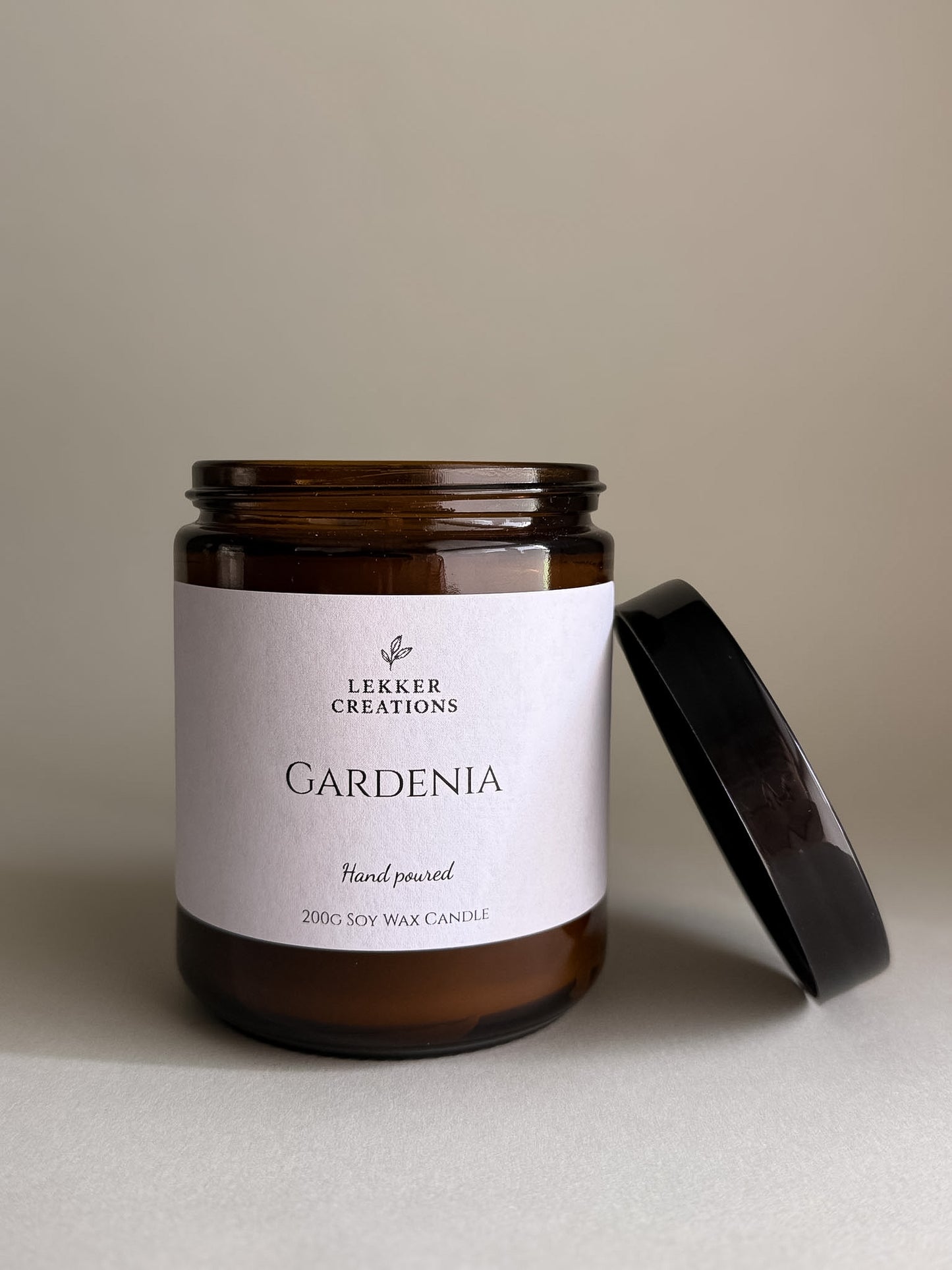 Hand-Poured Soy Candle – Gardenia 200g | Lekker Creations