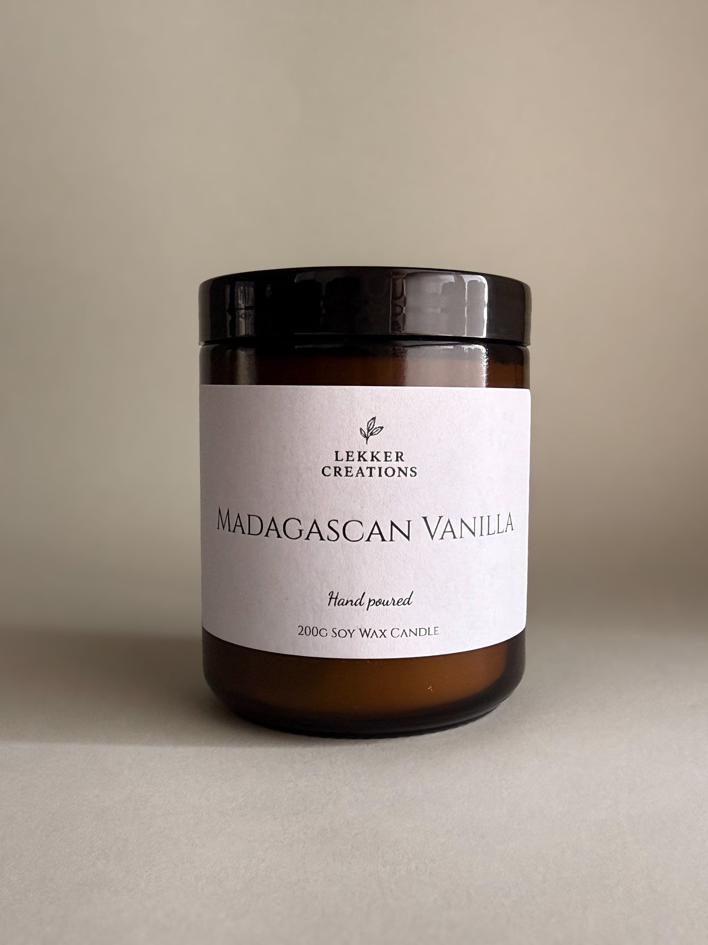 Hand-Poured Soy Candle – Madagascan Vanilla 200g | Lekker Creations