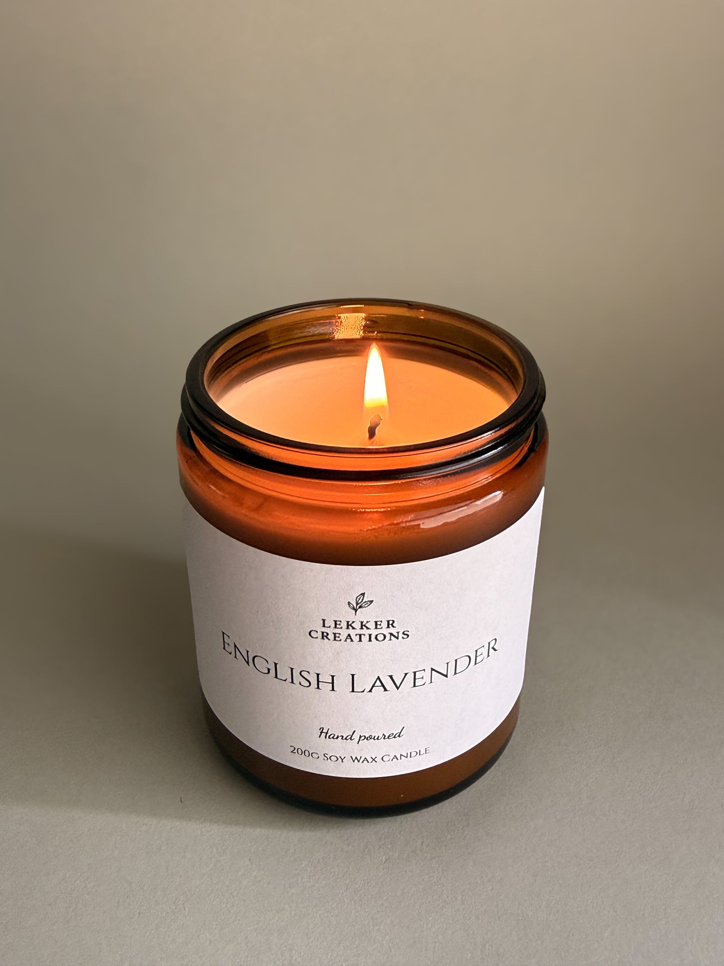 Hand-Poured Soy Candle – English Lavender 200g | Lekker Creations