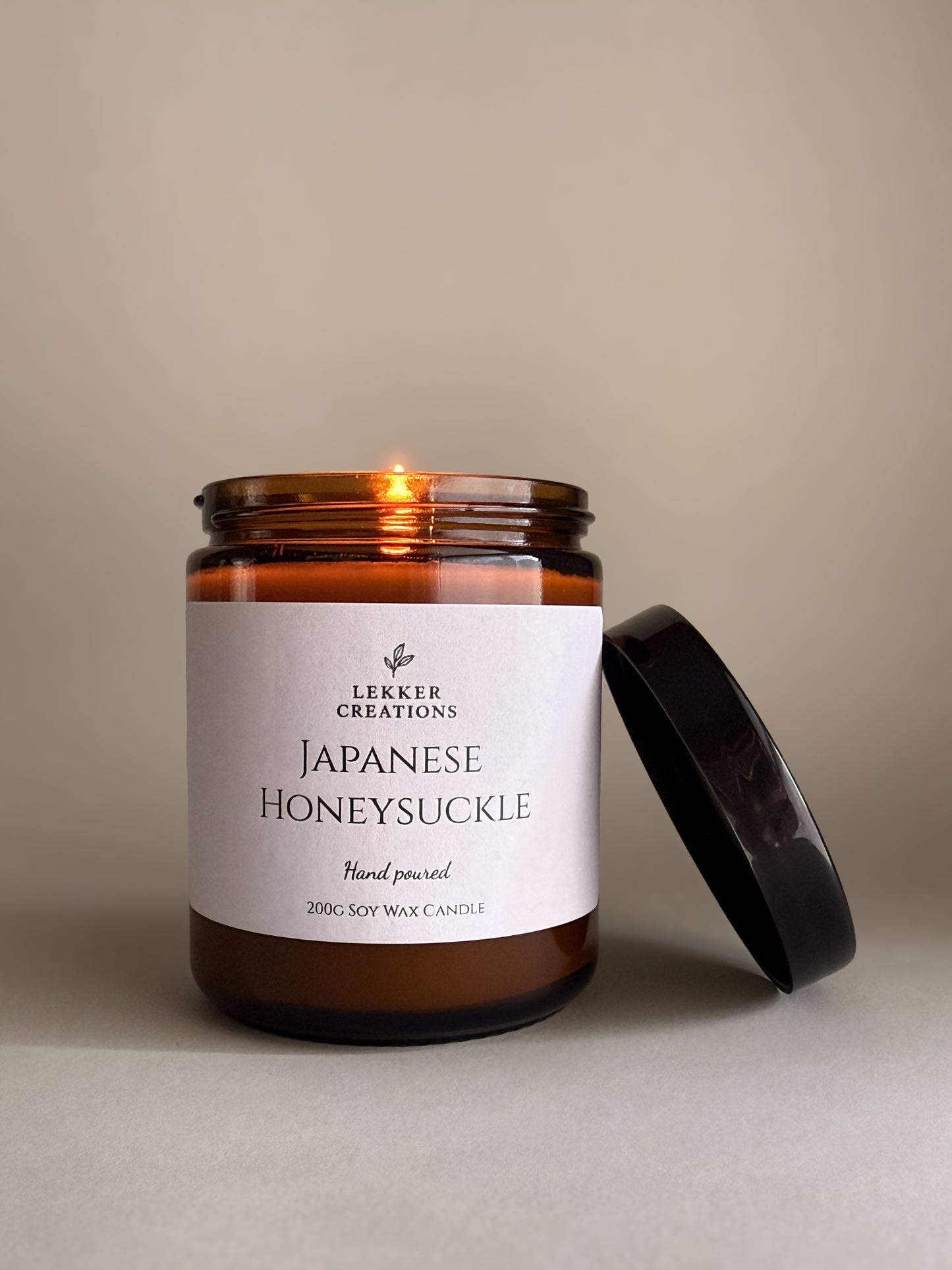 Hand-Poured Soy Candle – Japanese Honeysuckle 200g | Lekker Creations