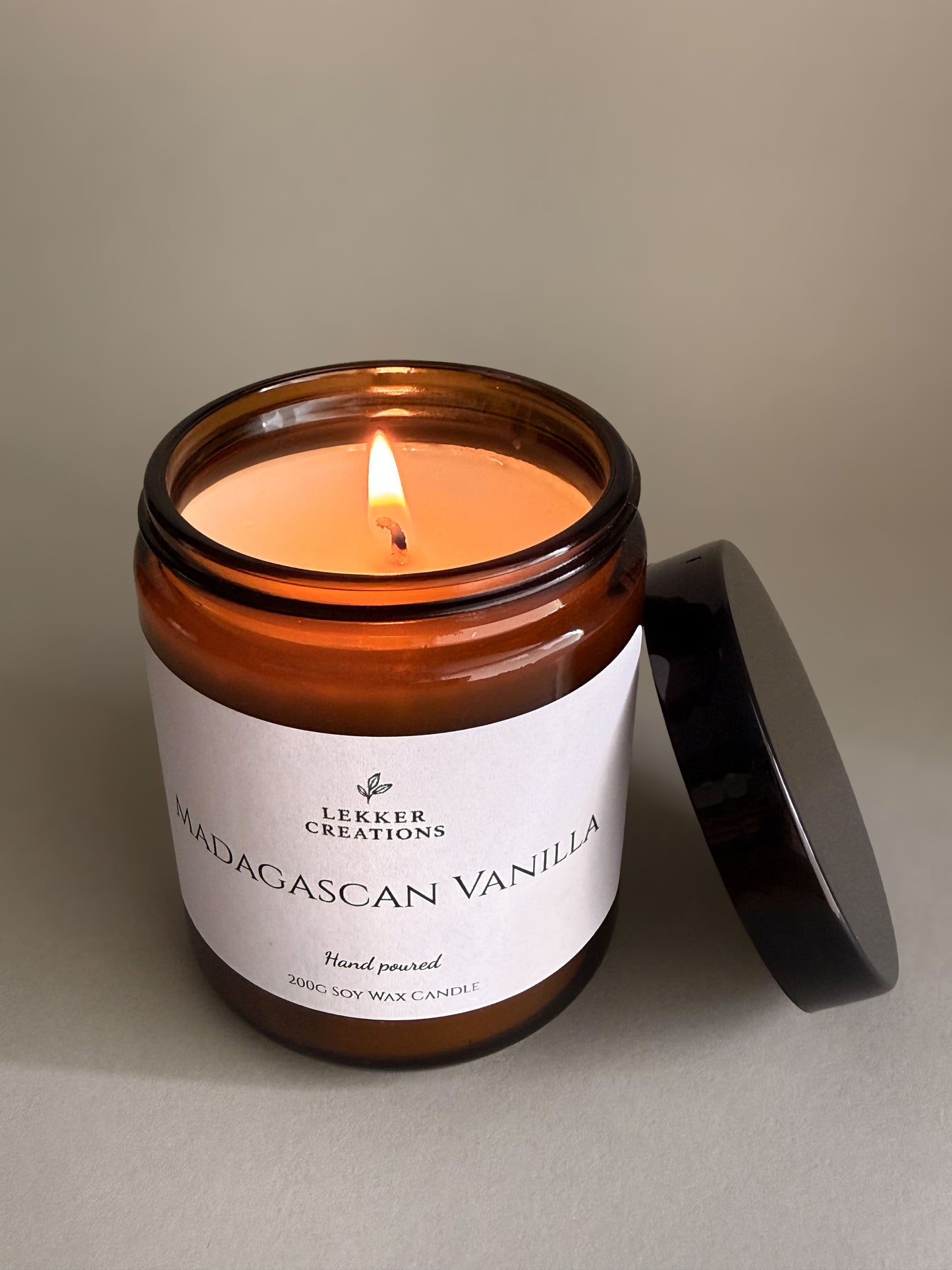 Hand-Poured Soy Candle – Madagascan Vanilla 200g | Lekker Creations